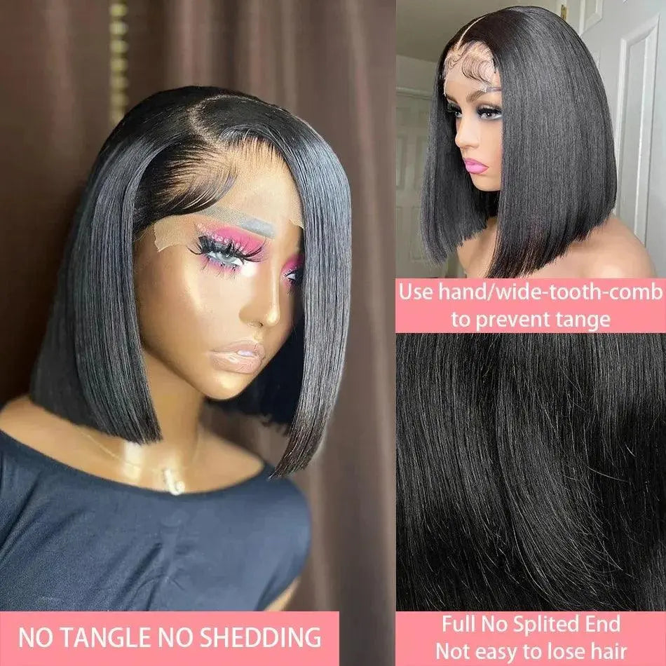 Perruque Bone Straight HD Lace 13X6 / 13X4 Cheveux Humains Bob 6x6 Closure, 200% Densité, Glueless - Porcin'Hair 