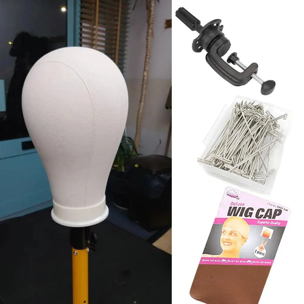 Support de Tête de Perruque en Toile, 21-24 Pouces, Tête de Mannequin pour Affichage de Coiffure, Support de Perruque Exécutif - Porcin'Hair 