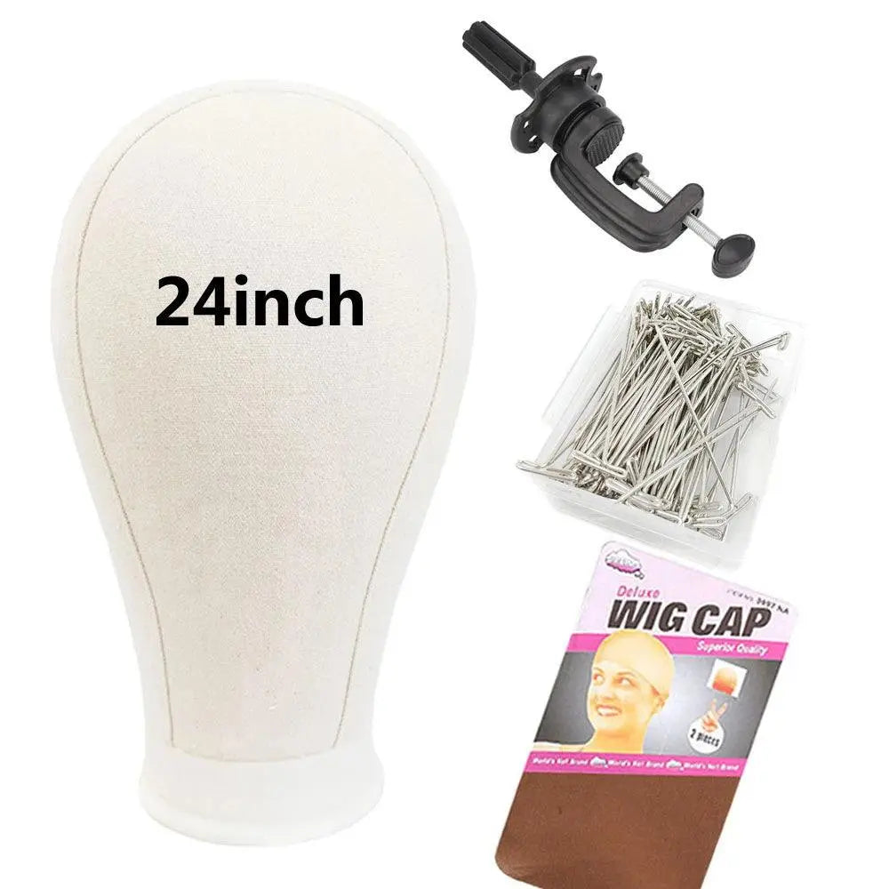 Support de Tête de Perruque en Toile, 21-24 Pouces, Tête de Mannequin pour Affichage de Coiffure, Support de Perruque Exécutif - Porcin'Hair 