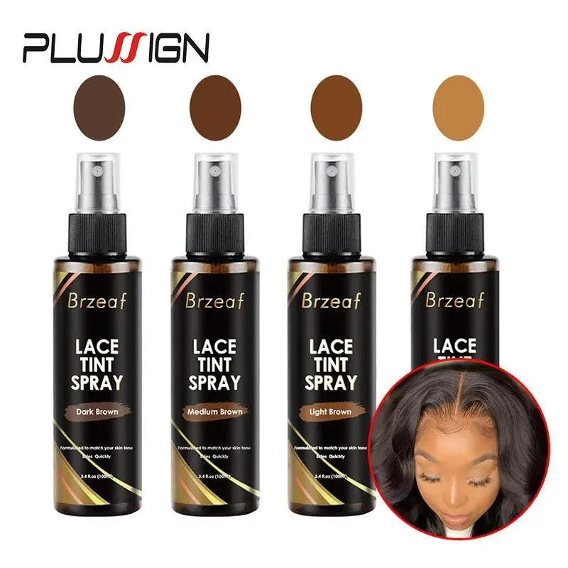 Spray Teinte pour Perruques en Dentelle – Brun Foncé, Moyen & Clair – 100ml - Porcin'Hair 