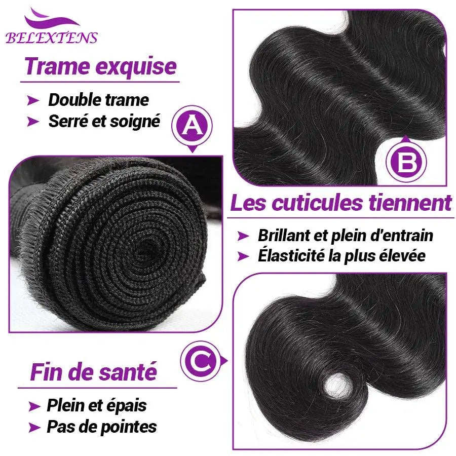 Tissage Brésilien 100% Humain - Body Wave – Extensions de Cheveux Naturels - Porcin'Hair 