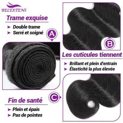 Tissage Brésilien 100% Humain - Body Wave – Extensions de Cheveux Naturels - Porcin'Hair 