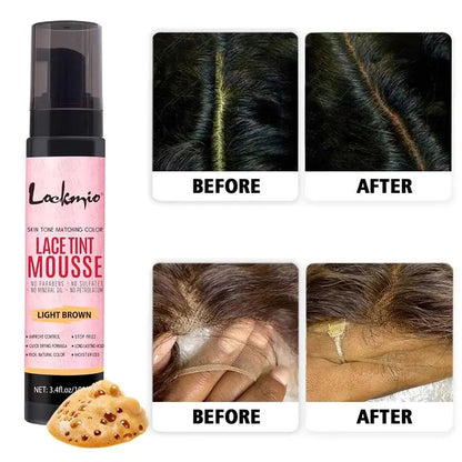 LOCKMIO Natural Lace Tint Spray Dyed Foam Mousse pour Femmes 100ML – Colorant Invisible pour Perruques, Teinture Dentelle, Cosplay et Wigs - Porcin'Hair 