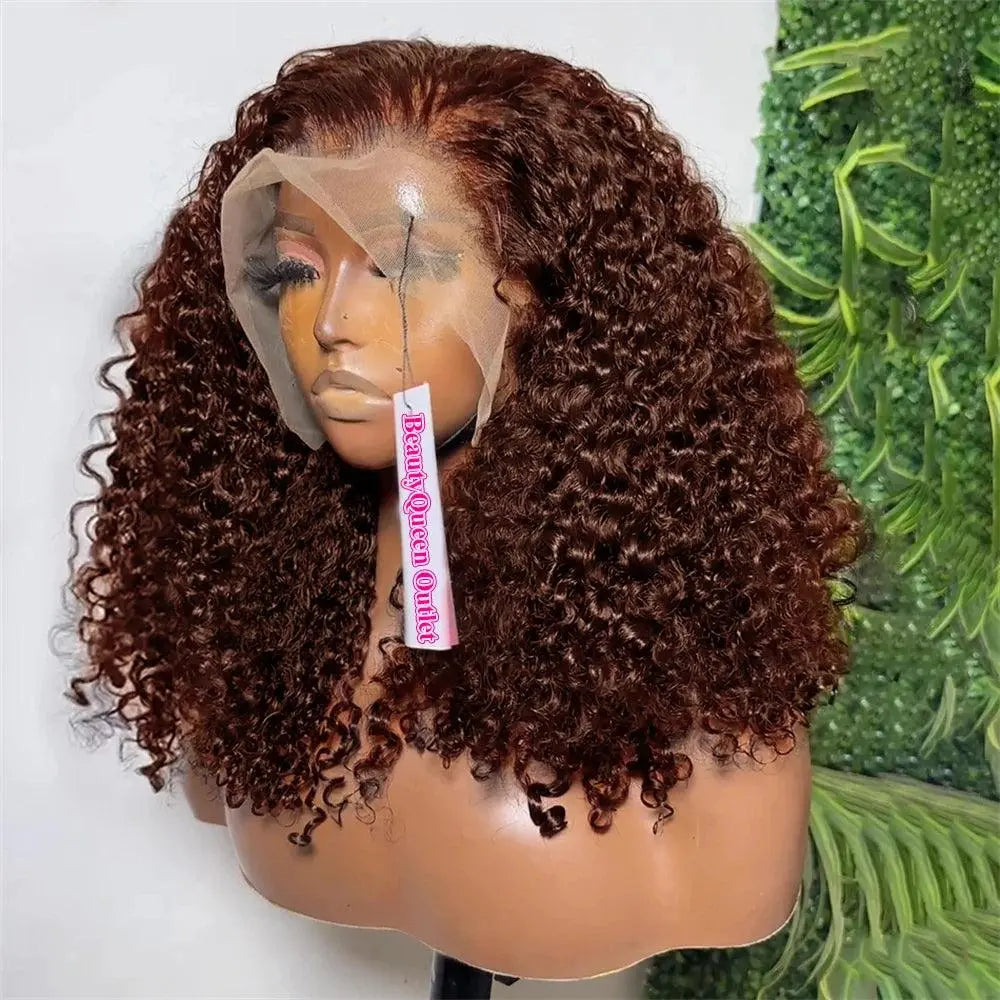 Perruque Bob Curly Brune 13x4 – Cheveux Humains Brésiliens, Boucles Profondes, Pixie Pré-Plumée, Couleur #4 - Porcin'Hair 