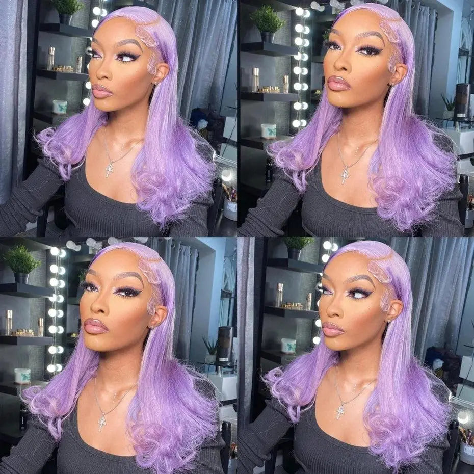 Perruque Lace Front 13x6 Violette – Cheveux Humains Brésiliens 100%,Lisse 220 % densité - Porcin'Hair 