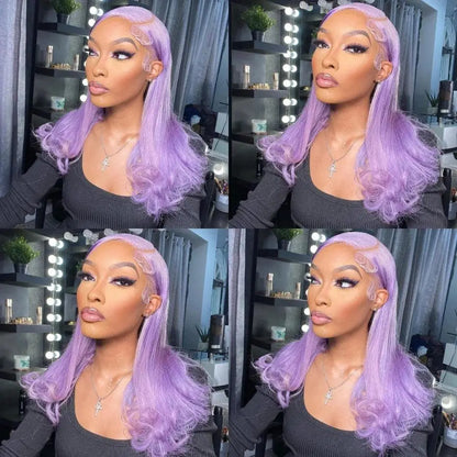 Perruque Lace Front 13x6 Violette – Cheveux Humains Brésiliens 100%,Lisse 220 % densité - Porcin'Hair 