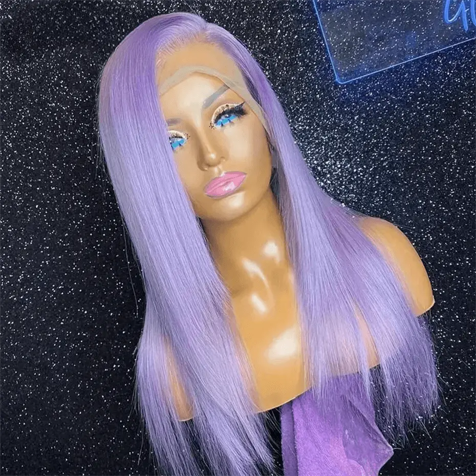 Perruque Lace Front 13x6 Violette – Cheveux Humains Brésiliens 100%,Lisse 220 % densité - Porcin'Hair 
