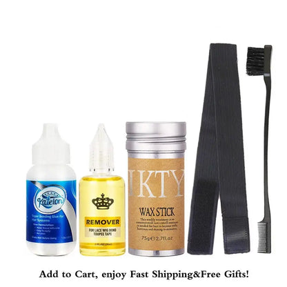 Colle Imperméable pour Perruque Avant en Dentelle, Adhésif Liquide, Anciers d'Avertissement, Vaporisateur de Teinte et Bande Élastique Fondue – 38ml - Porcin'Hair 