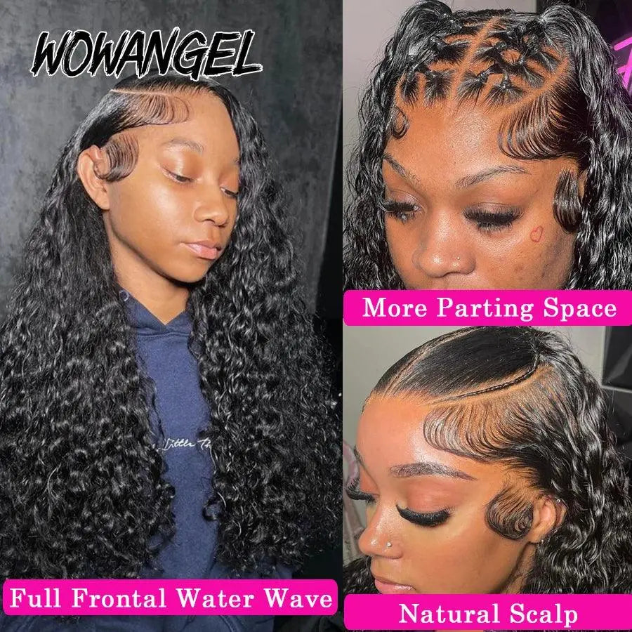 Perruque HD Lace Frontal 250% Densité, 13x6 Water Wave, Cheveux Humains Curly Pré-Plumée - Porcin'Hair 