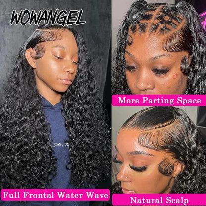 Perruque HD Lace Frontal 250% Densité, 13x6 Water Wave, Cheveux Humains Curly Pré-Plumée - Porcin'Hair 