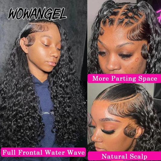 Perruque HD Lace Frontal 250% Densité, 13x6 Water Wave, Cheveux Humains Curly Pré-Plumée - Porcin'Hair 