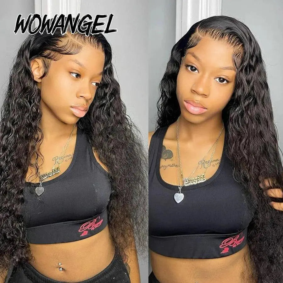 Perruque HD Lace Frontal 250% Densité, 13x6 Water Wave, Cheveux Humains Curly Pré-Plumée - Porcin'Hair 