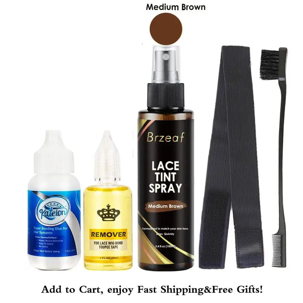 Colle Imperméable pour Perruque Avant en Dentelle, Adhésif Liquide, Anciers d'Avertissement, Vaporisateur de Teinte et Bande Élastique Fondue – 38ml - Porcin'Hair 