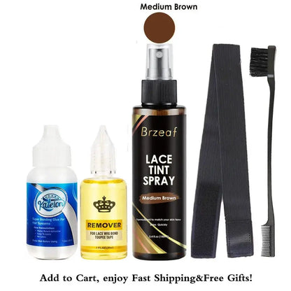 Colle Imperméable pour Perruque Avant en Dentelle, Adhésif Liquide, Anciers d'Avertissement, Vaporisateur de Teinte et Bande Élastique Fondue – 38ml - Porcin'Hair 
