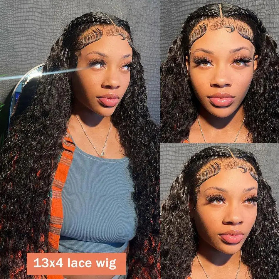 Perruque Frontale Curly 18-42 pouces, 210% densité Cheveux Humains 13x4/13x6 HD, Deep Wave - Porcin'Hair 