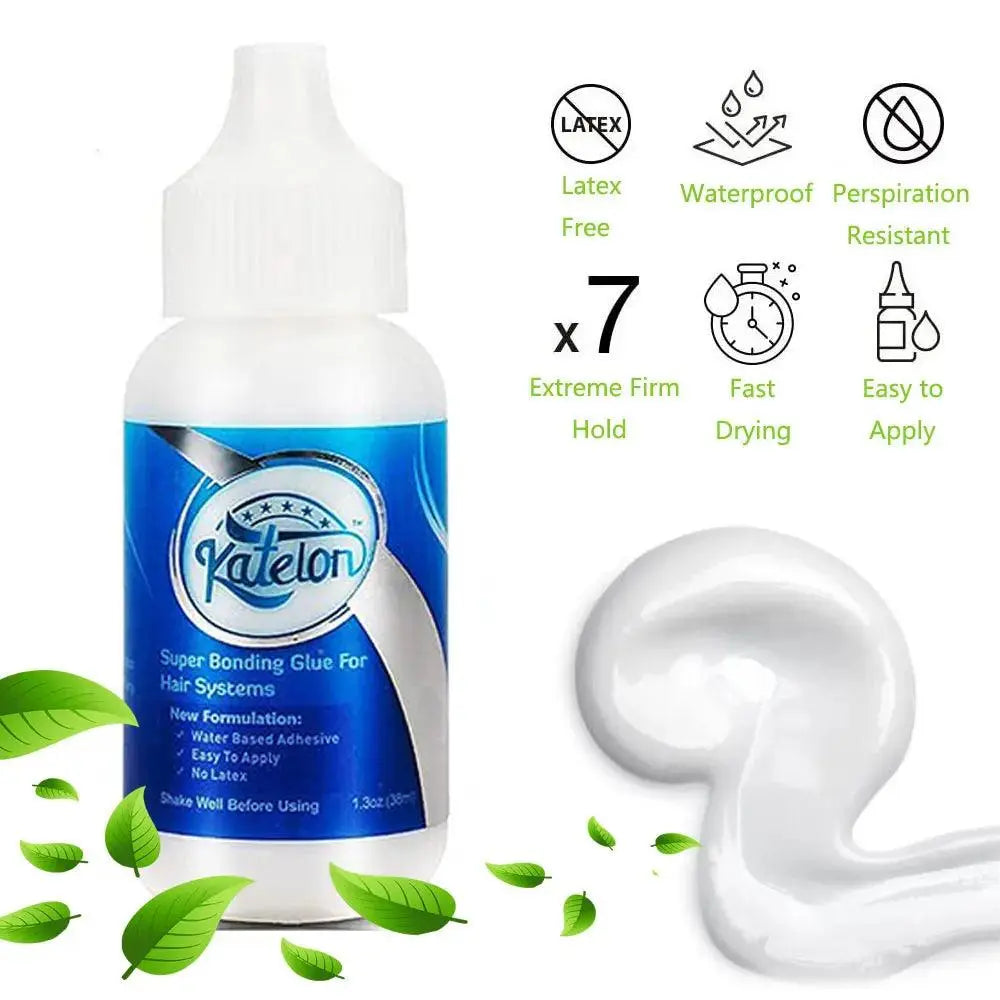 Colle Imperméable pour Perruque Avant en Dentelle, Adhésif Liquide, Anciers d'Avertissement, Vaporisateur de Teinte et Bande Élastique Fondue – 38ml - Porcin'Hair 
