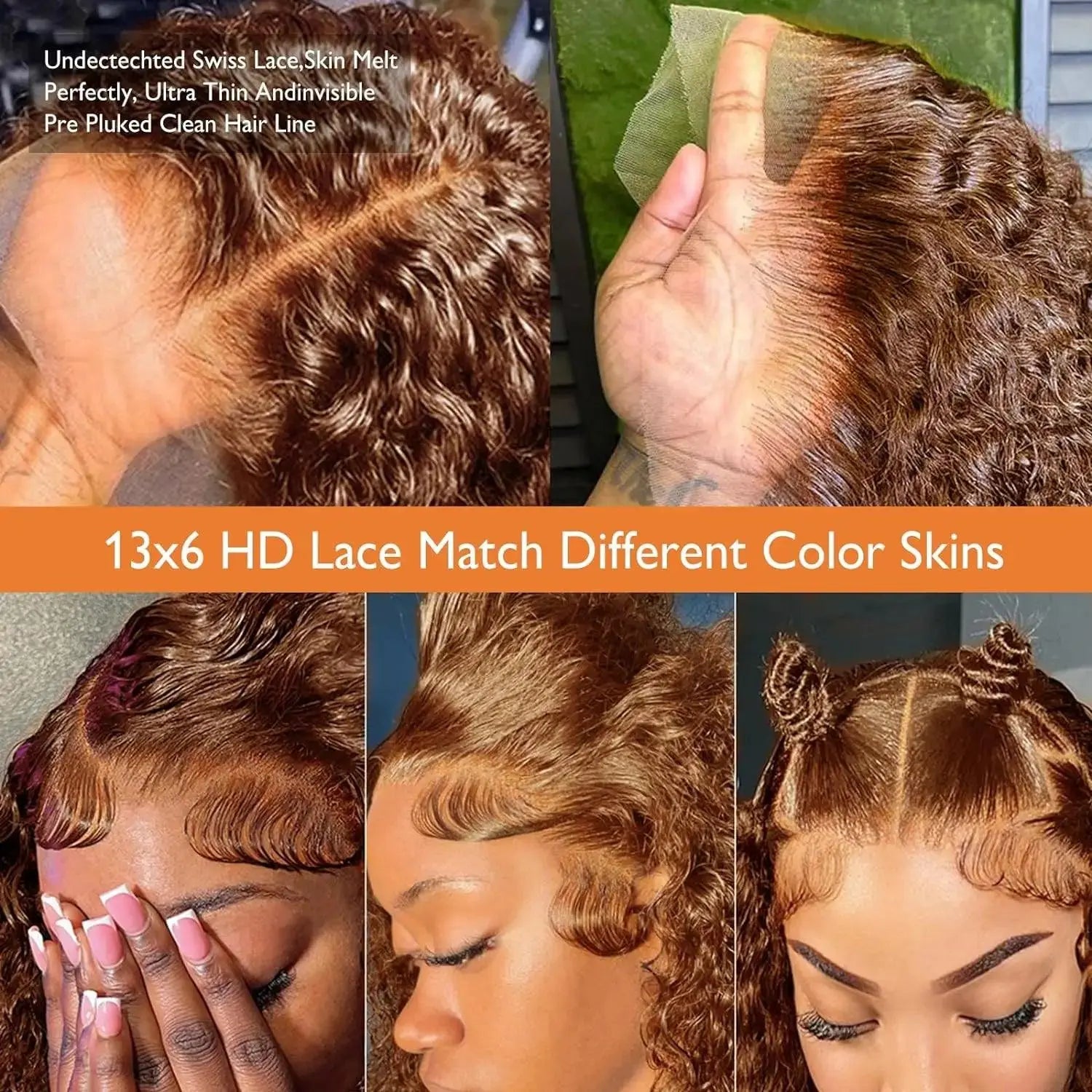 Curly wigs Transparent Lace Front Wig Chocolate Brown 13x4 13x6 Brazilian Deep Wave Frontal Human Hair Wig for Women Pre Plucked - Porcin'Hair 