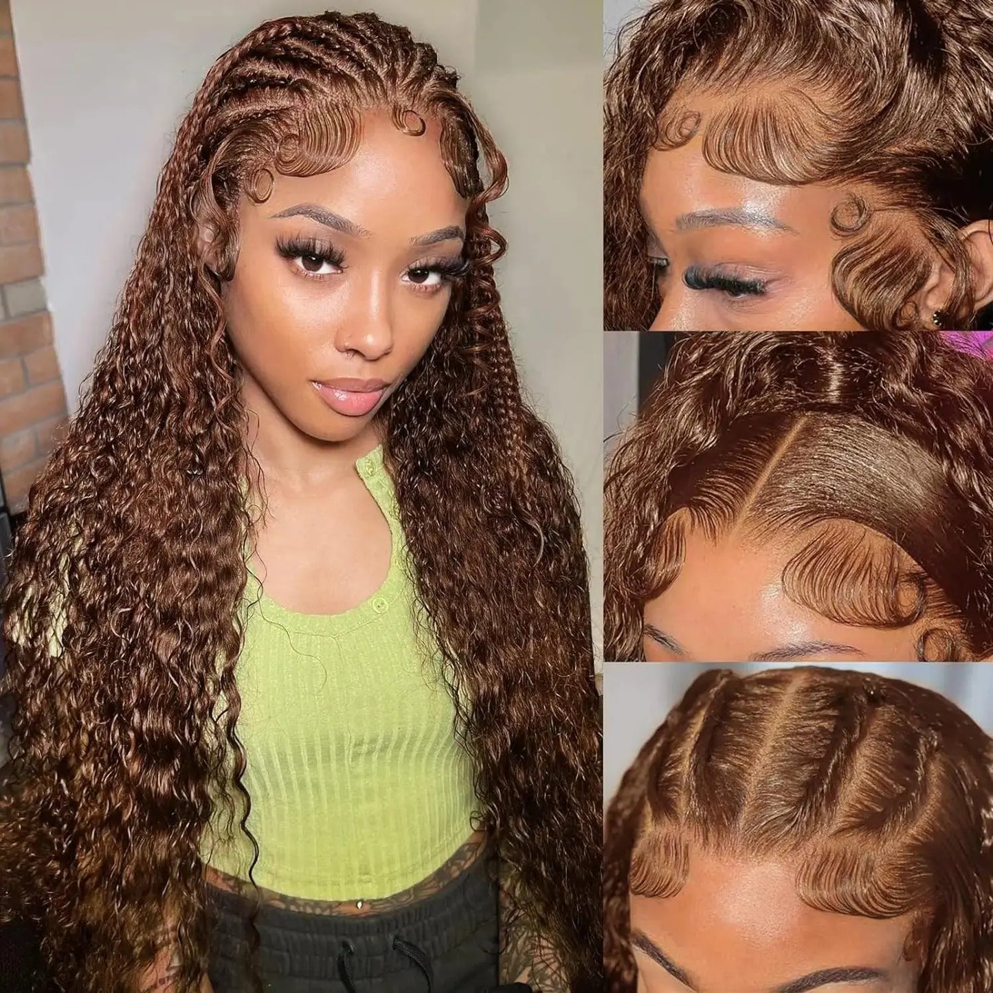 Curly wigs Transparent Lace Front Wig Chocolate Brown 13x4 13x6 Brazilian Deep Wave Frontal Human Hair Wig for Women Pre Plucked - Porcin'Hair 