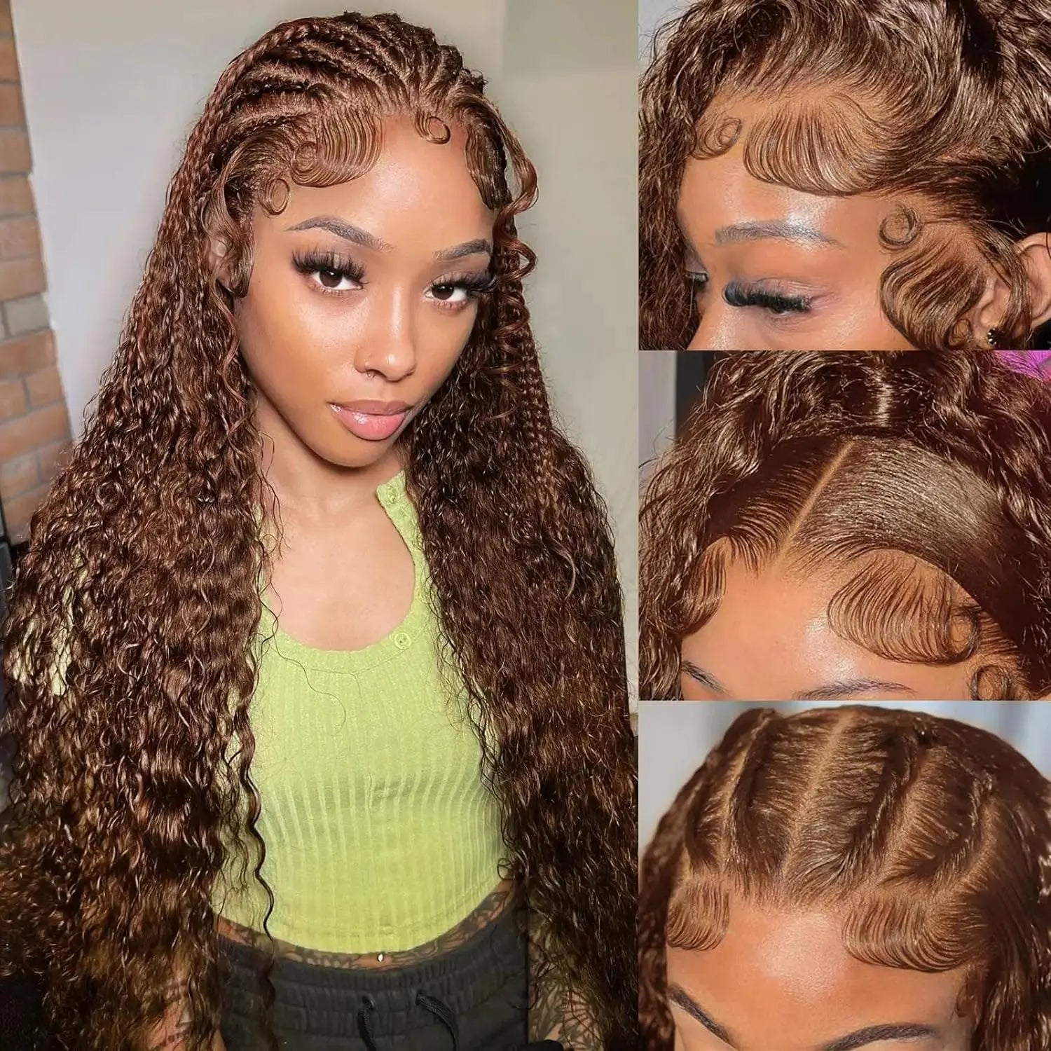Curly wigs Transparent Lace Front Wig Chocolate Brown 13x4 13x6 Brazilian Deep Wave Frontal Human Hair Wig for Women Pre Plucked - Porcin'Hair 