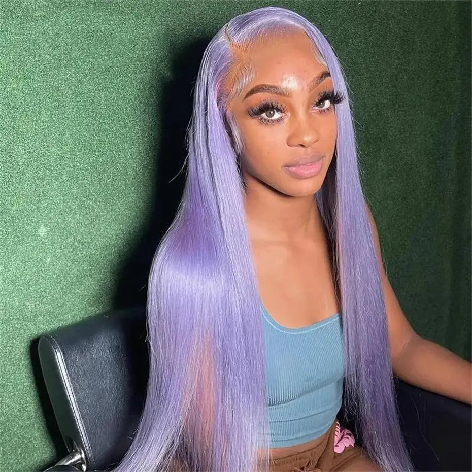 Perruque Lace Front 13x6 Violette – Cheveux Humains Brésiliens 100%,Lisse 220 % densité - Porcin'Hair 