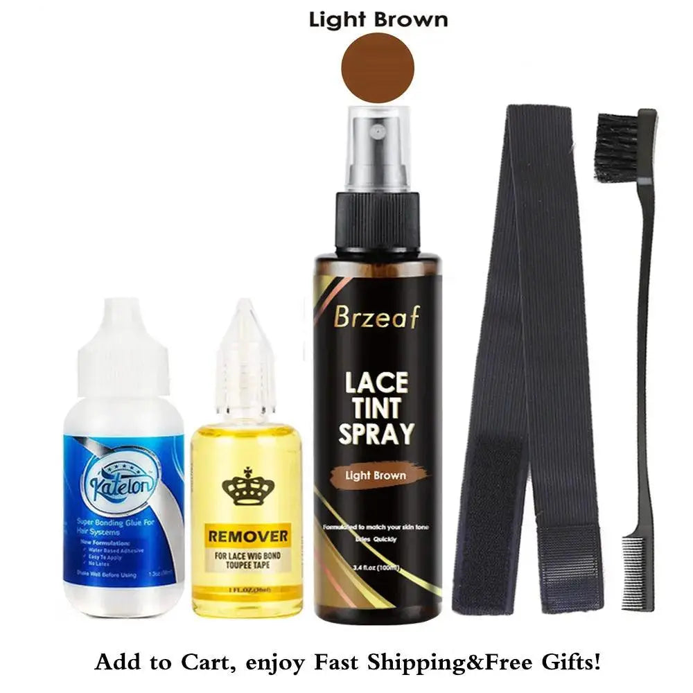 Colle Imperméable pour Perruque Avant en Dentelle, Adhésif Liquide, Anciers d'Avertissement, Vaporisateur de Teinte et Bande Élastique Fondue – 38ml - Porcin'Hair 
