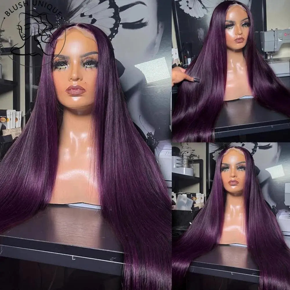 Perruque Lace Front Bourgogne Foncée – HD Transparente,Lisse,Sans Colle - Porcin'Hair 