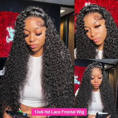 Perruque HD 13x6 en Cheveux Humains 200% densités – Deep Wave & Water Wave, Brésilienne - Porcin'Hair 