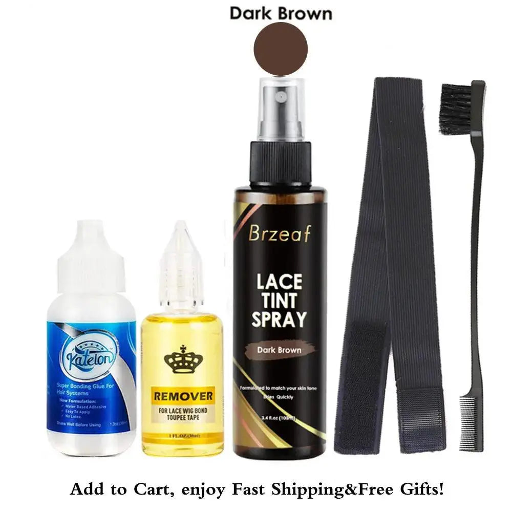 Colle Imperméable pour Perruque Avant en Dentelle, Adhésif Liquide, Anciers d'Avertissement, Vaporisateur de Teinte et Bande Élastique Fondue – 38ml - Porcin'Hair 