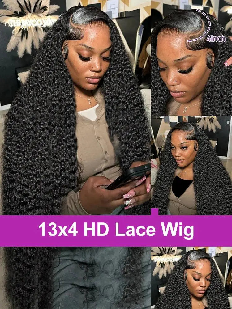 Perruque HD Lace Front – Deep Wave & Loose Water Curly, 300% Densité, 20-46 Pouces, Cheveux Humains - Porcin'Hair 