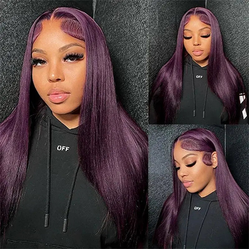 Perruque Lace Front Bourgogne Foncée – HD Transparente,Lisse,Sans Colle - Porcin'Hair 