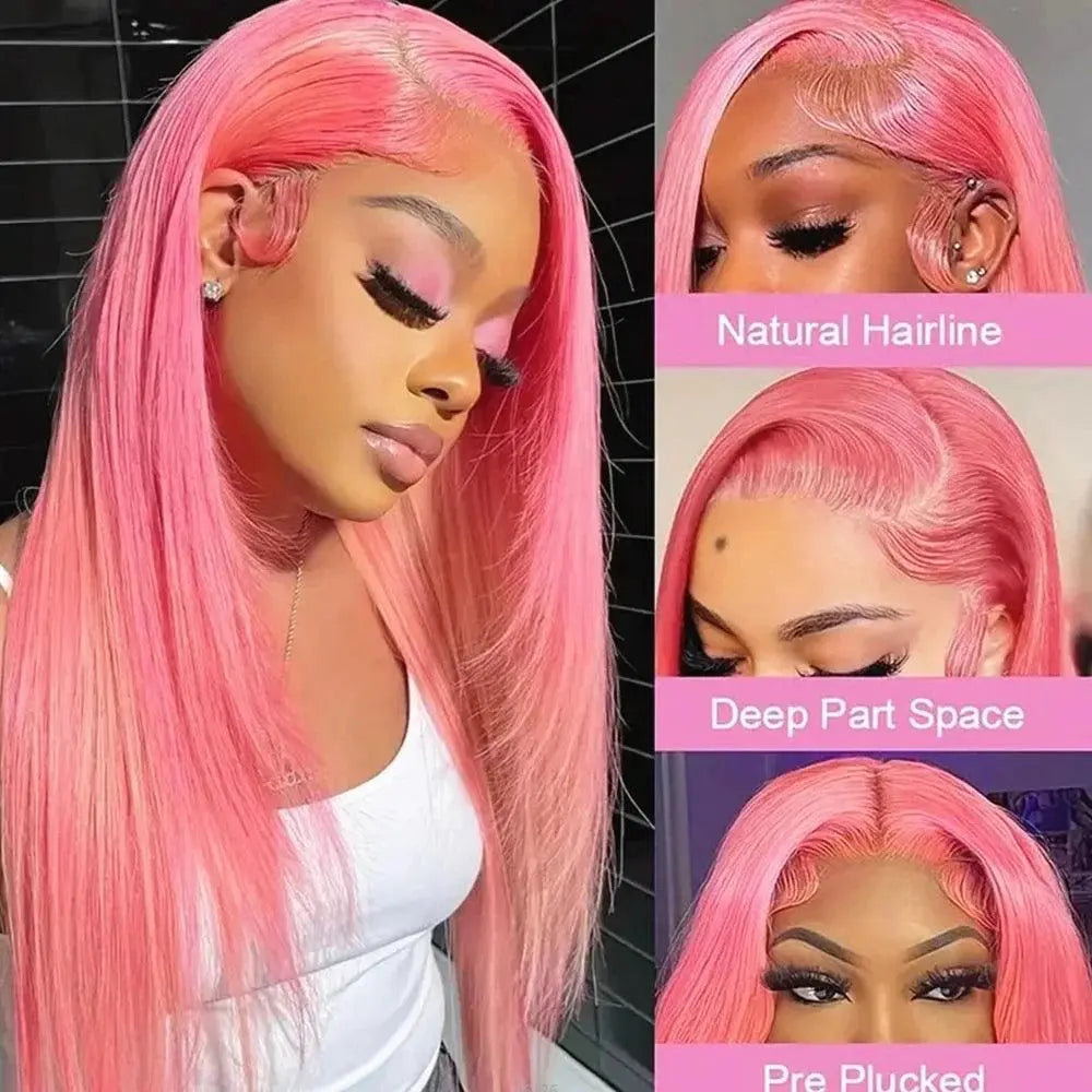 Perruque Lace Frontal 100% Naturelle Brésilienne – Lisses, Rose Clair 613, HD 13x6 - 200% densité - Porcin'Hair 