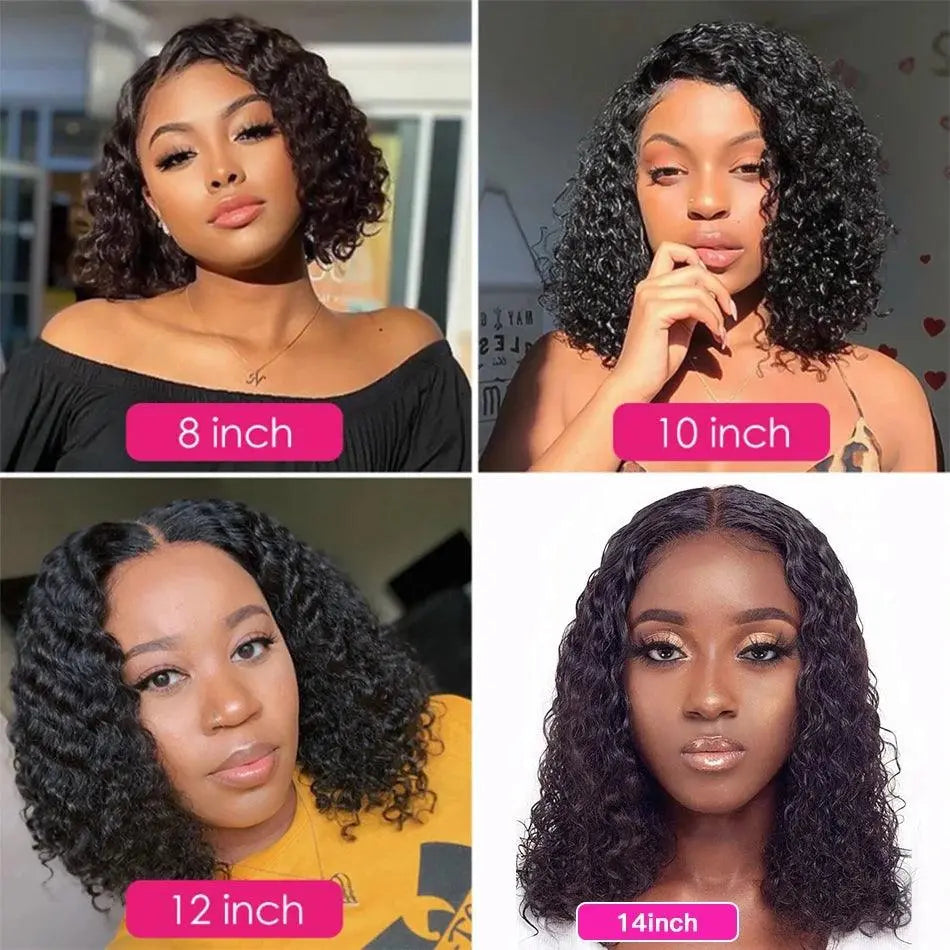 Perruque Bob Deep Wave Brésilienne – Dentelle Frontale 4x4, Cheveux Humains Remy, Pré-Plumée - Porcin'Hair 