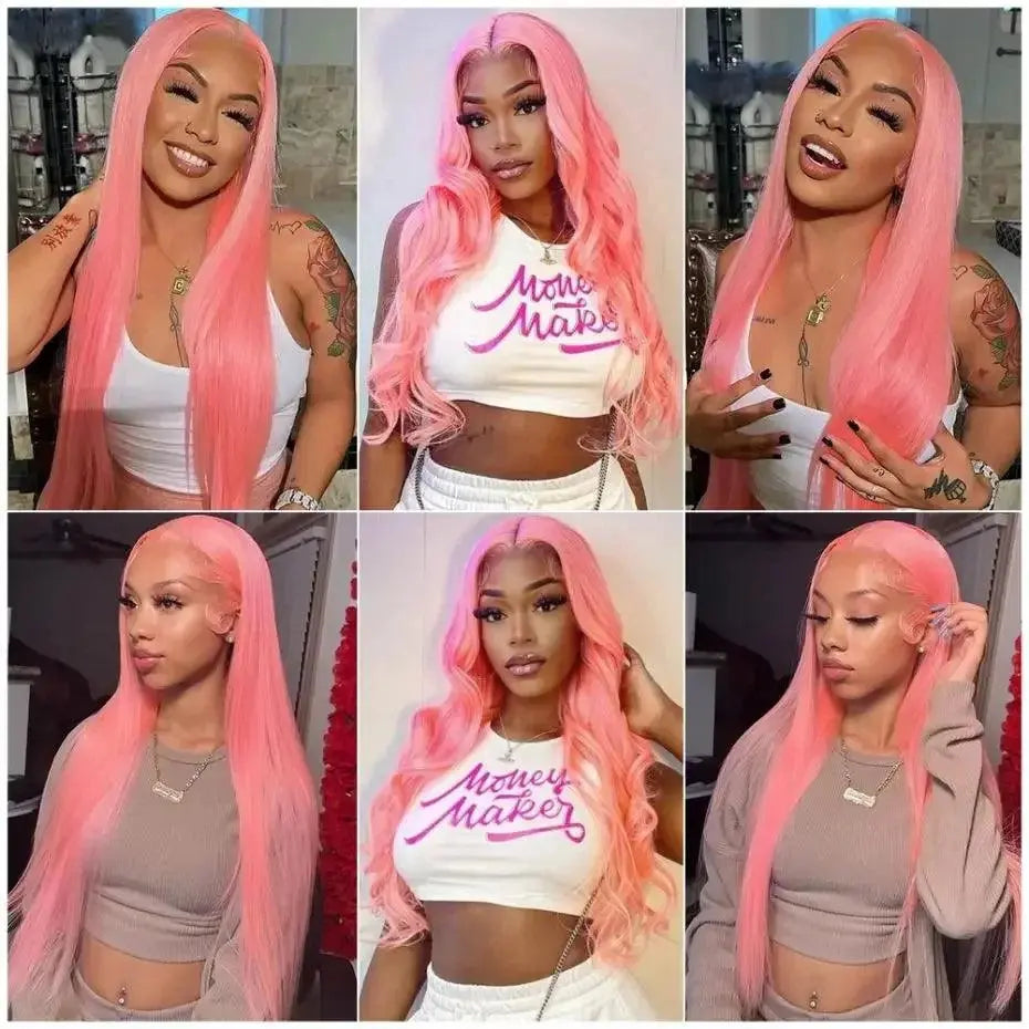 Perruque Lace Frontal 100% Naturelle Brésilienne – Lisses, Rose Clair 613, HD 13x6 - 200% densité - Porcin'Hair 