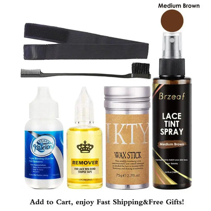Colle Imperméable pour Perruque Avant en Dentelle, Adhésif Liquide, Anciers d'Avertissement, Vaporisateur de Teinte et Bande Élastique Fondue – 38ml - Porcin'Hair 