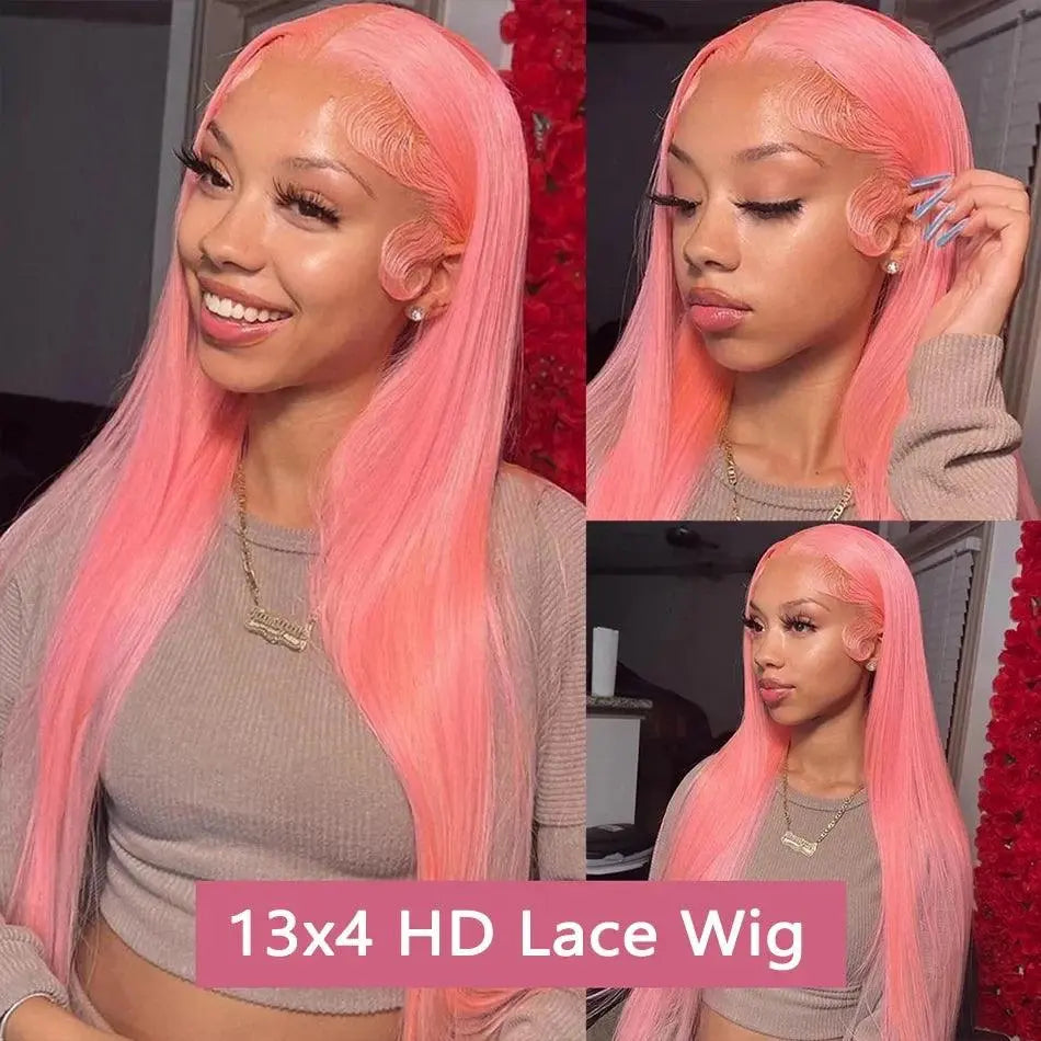 Perruque Lace Frontal 100% Naturelle Brésilienne – Lisses, Rose Clair 613, HD 13x6 - 200% densité - Porcin'Hair 