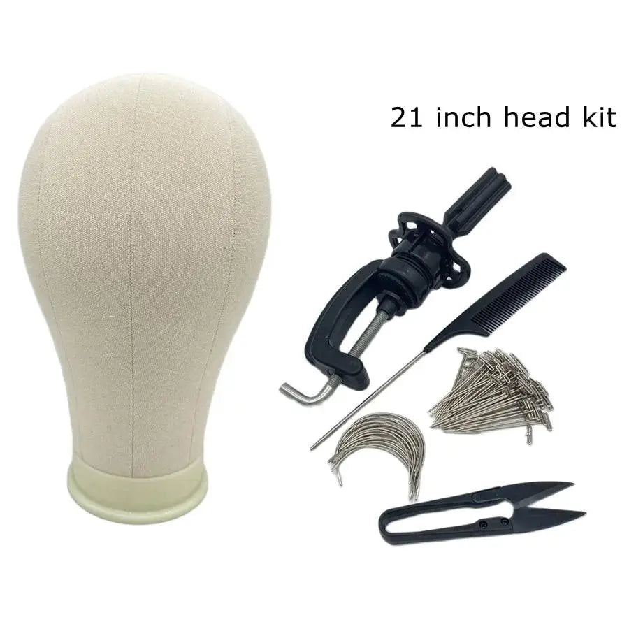 Kit de Tête de Mannequin en Toile pour Entraînement, Support de Perruque avec Stand, Mannequin pour Affichage et Coiffage - Porcin'Hair 