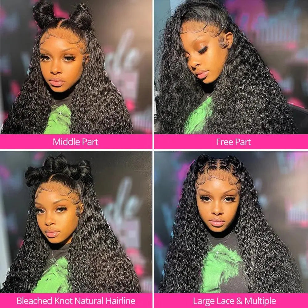 Perruque HD 13x6 en Cheveux Humains 200% densités – Deep Wave & Water Wave, Brésilienne - Porcin'Hair 