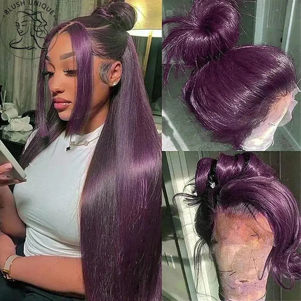 Perruque Lace Front Bourgogne Foncée – HD Transparente,Lisse,Sans Colle - Porcin'Hair 