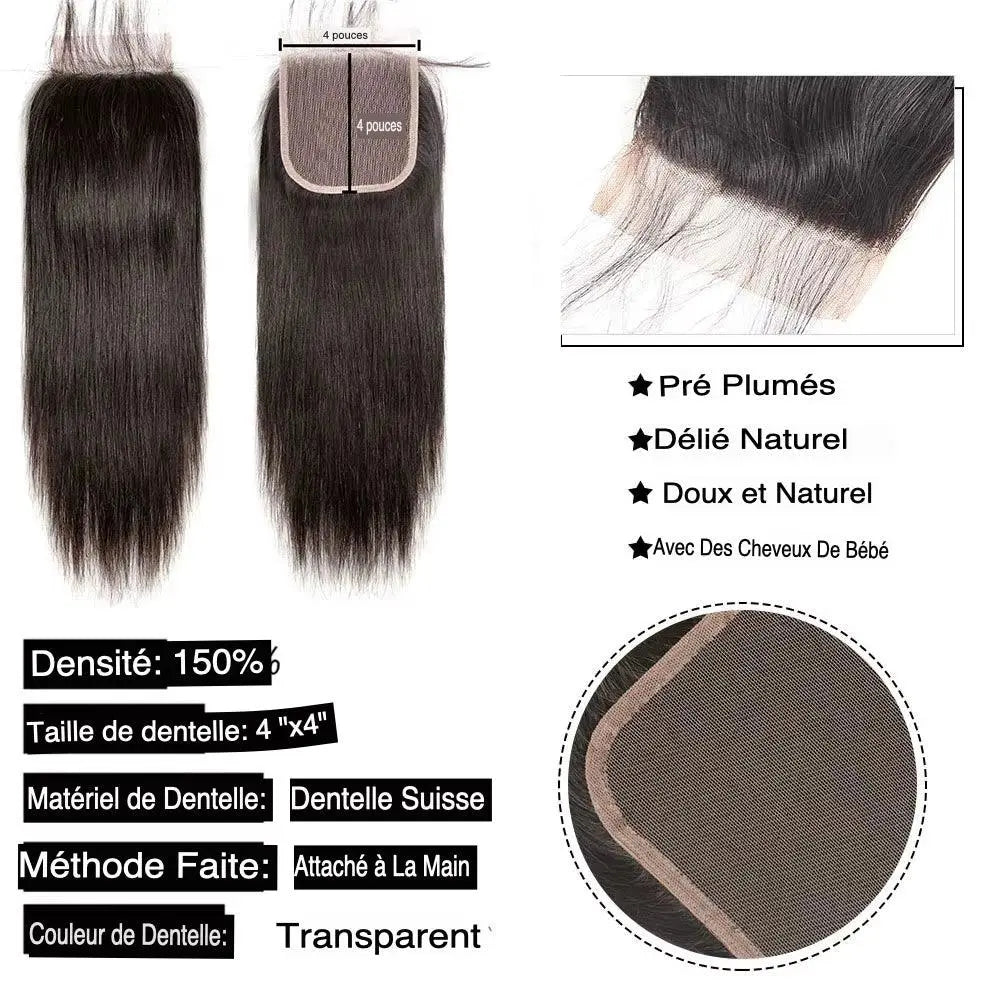 Closure Extensions de Cheveux Naturels Lisses – Lace Closure HD & Frontal - Porcin'Hair 