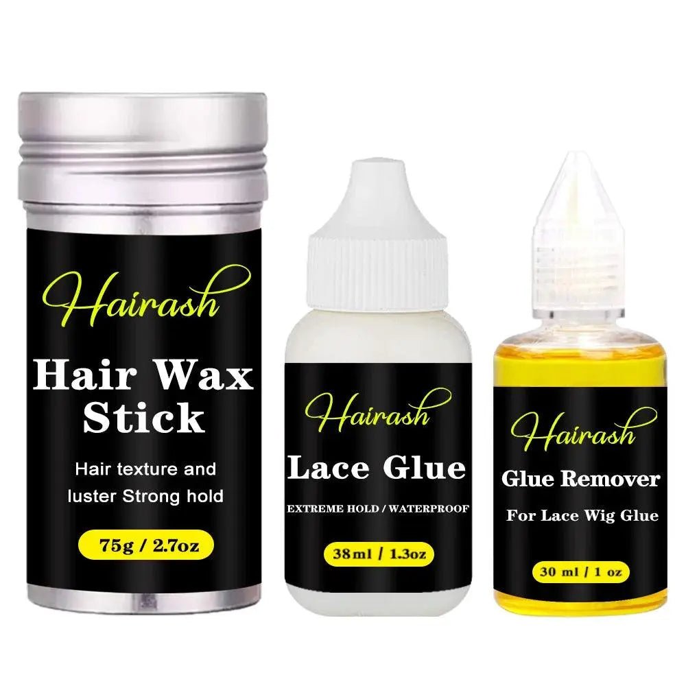 Colle Imperméable pour Lace Front Wig + Dissolvant de Colle à Base de Plantes + Stick Cire Coiffante + Spray Teinte pour Dplet pour Perruque :entelle - Porcin'Hair 
