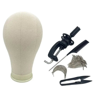 Kit de Tête de Mannequin en Toile pour Entraînement, Support de Perruque avec Stand, Mannequin pour Affichage et Coiffage - Porcin'Hair 