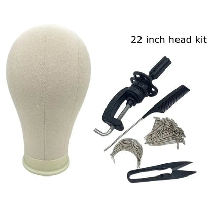Kit de Tête de Mannequin en Toile pour Entraînement, Support de Perruque avec Stand, Mannequin pour Affichage et Coiffage - Porcin'Hair 
