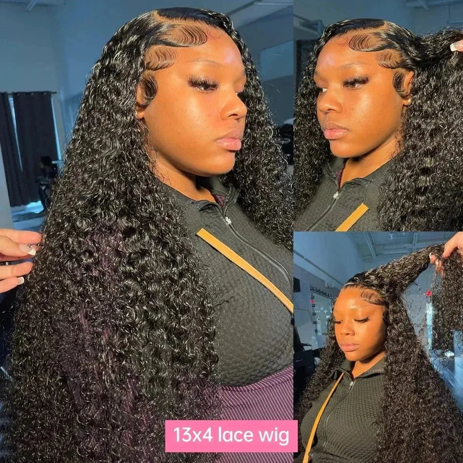 Lace Wig Deep Wave HD 13x4/13x6 – Cheveux Bouclés Brésiliens 30" à 40" (Sans Colle, Naturelle) - Porcin'Hair 