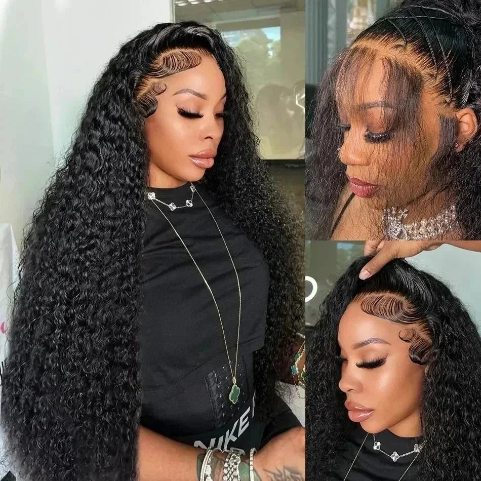 Lace Wig Deep Wave HD 13x4/13x6 – Cheveux Bouclés Brésiliens 30" à 40" (Sans Colle, Naturelle) - Porcin'Hair 