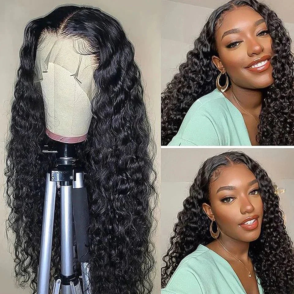 Lace Wig Deep Wave HD 13x4/13x6 – Cheveux Bouclés Brésiliens 30" à 40" (Sans Colle, Naturelle) - Porcin'Hair 