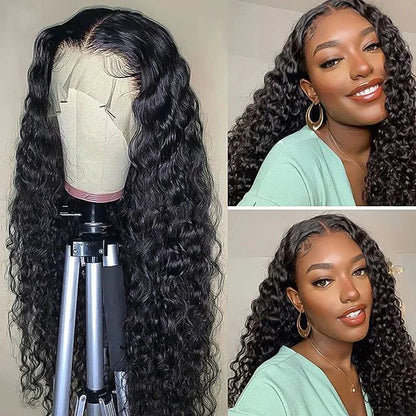 Lace Wig Deep Wave HD 13x4/13x6 – Cheveux Bouclés Brésiliens 30" à 40" (Sans Colle, Naturelle) - Porcin'Hair 