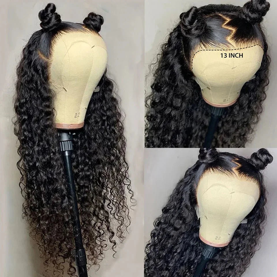 Lace Wig Deep Wave HD 13x4/13x6 – Cheveux Bouclés Brésiliens 30" à 40" (Sans Colle, Naturelle) - Porcin'Hair 