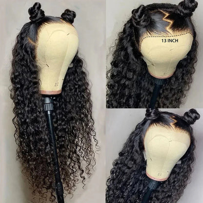 Lace Wig Deep Wave HD 13x4/13x6 – Cheveux Bouclés Brésiliens 30" à 40" (Sans Colle, Naturelle) - Porcin'Hair 