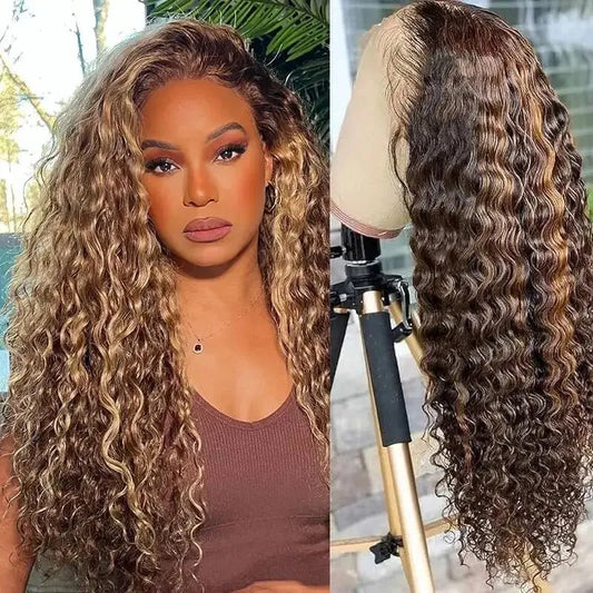Lace Wig Deep Wave HD 13x6 – Brun Reflets Naturels (Sans Colle, Prête à Porter) - Porcin'Hair 