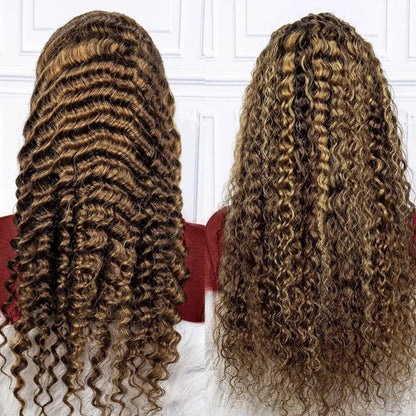Lace Wig Deep Wave HD 13x6 – Brun Reflets Naturels (Sans Colle, Prête à Porter) - Porcin'Hair 